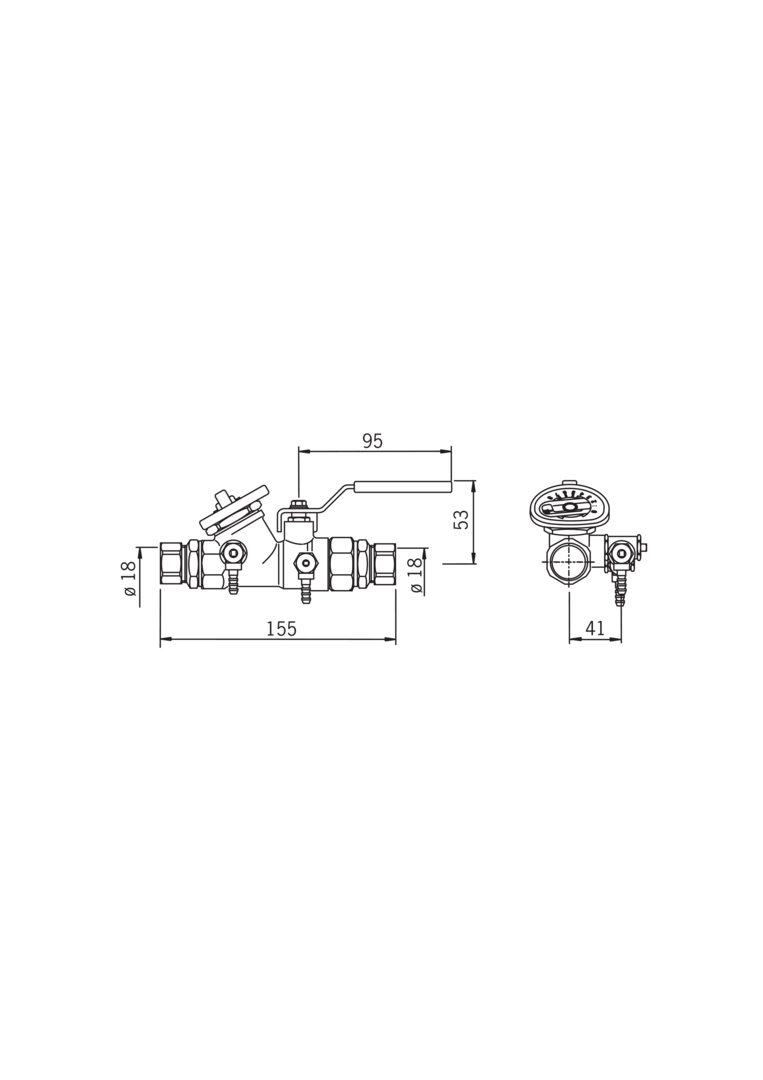 Oras - Hot water circulation valve, DN20, Cu18