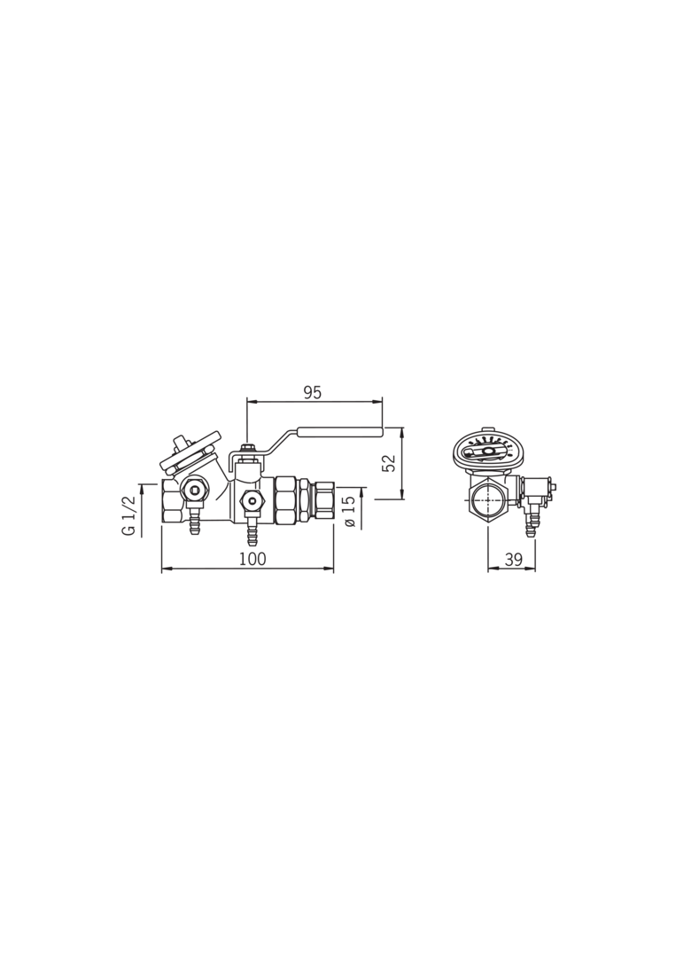 Oras - Pump adjustment valve, DN15, Cu15