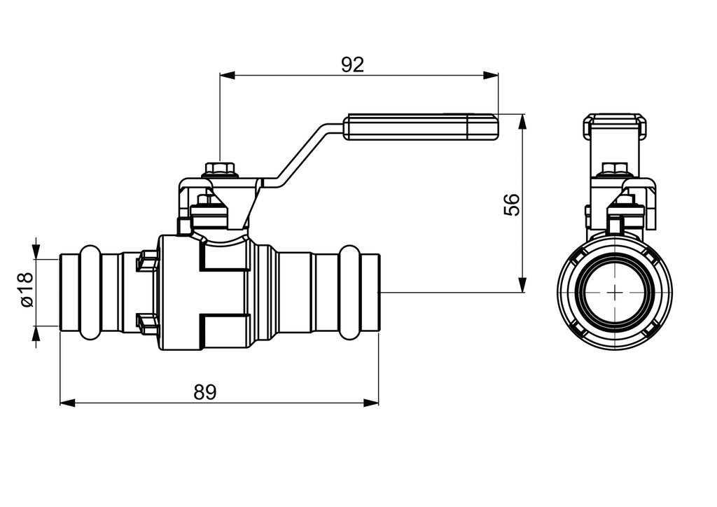 Oras - Ball valve, Cu18, PN16