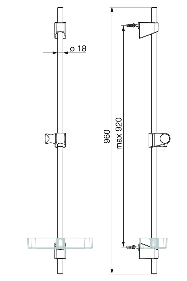 Oras Apollo - Shower rail 254900