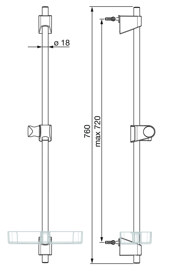 Oras Apollo - Shower rail 254600