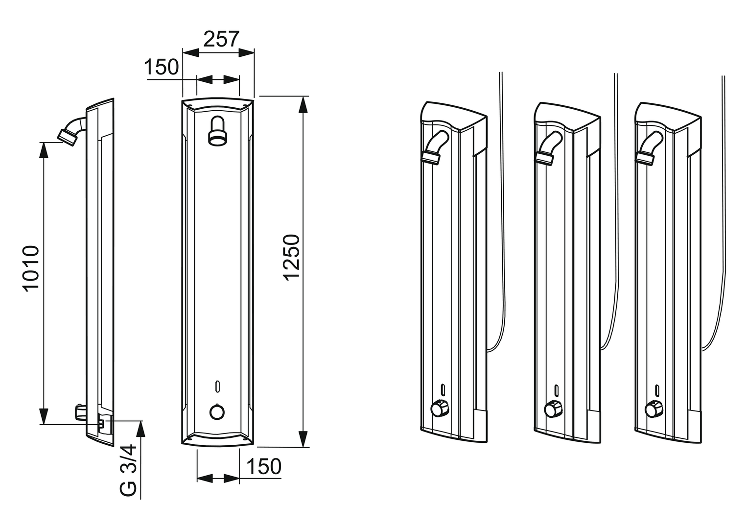 Oras Electra - Shower panel, 12 V 6664FTW