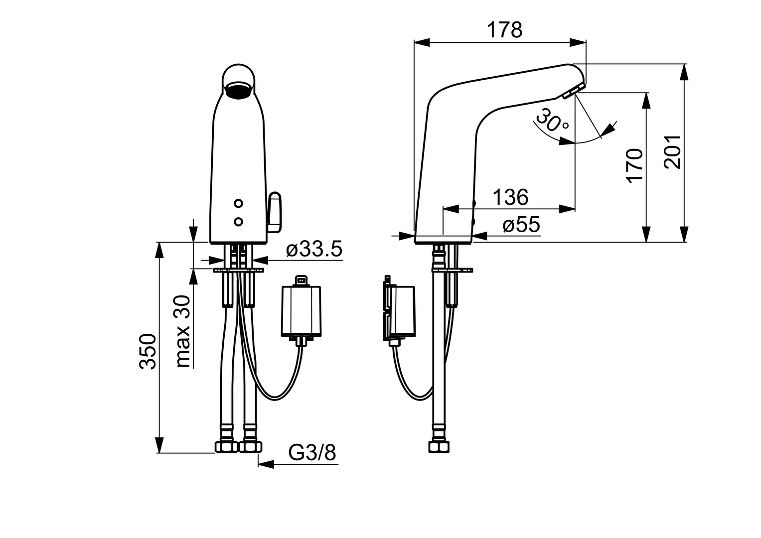 Oras Medipro XL - High washbasin faucet, 6 V, Bluetooth