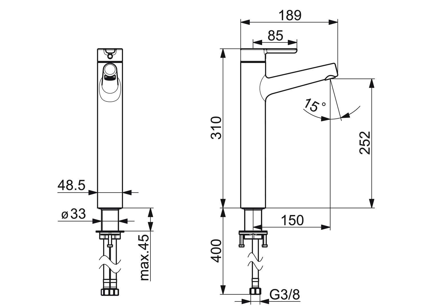 Oras Inspera - High washbasin faucet 3001F