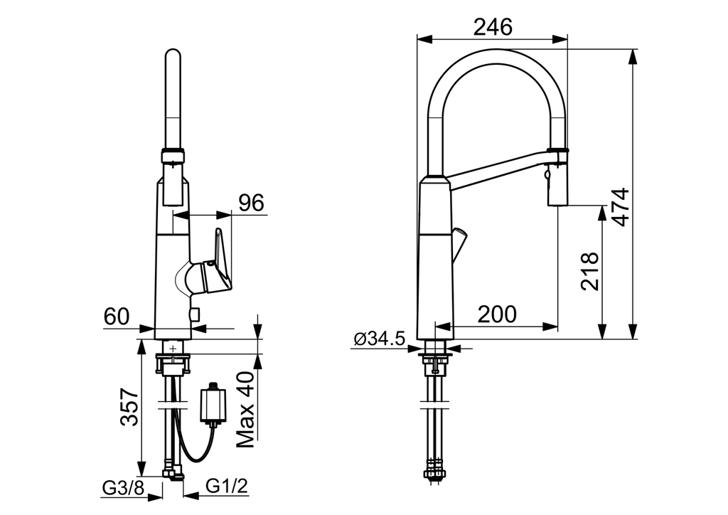 Oras Optima SemiPro - Kitchen faucet with dishwasher valve, 6 V