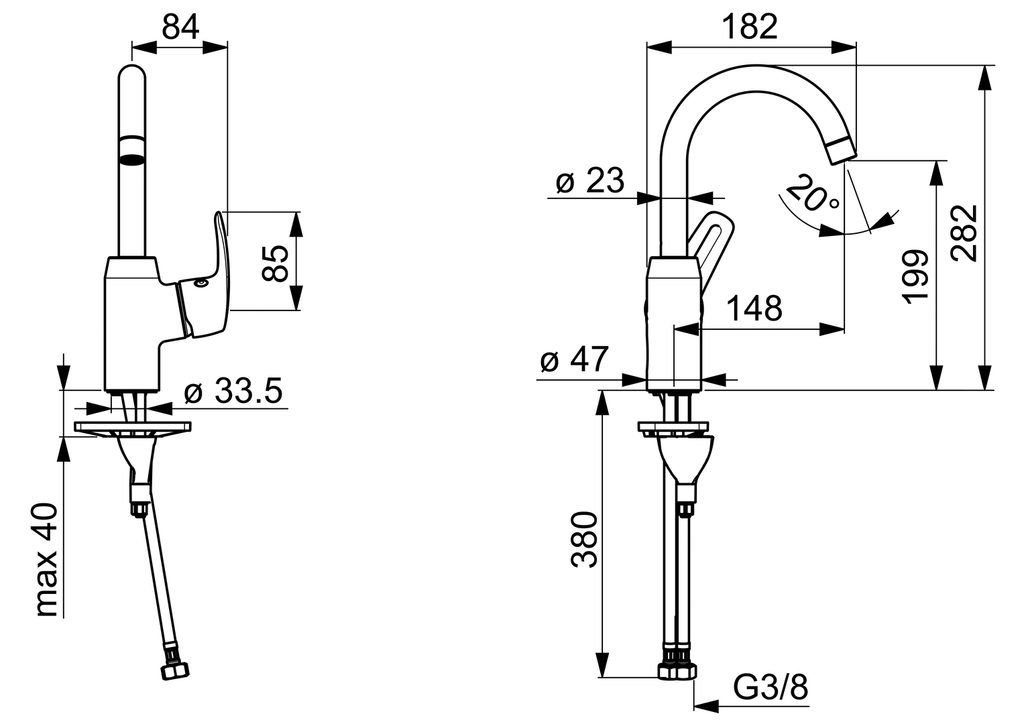 Oras Safira - Washbasin faucet 1007F