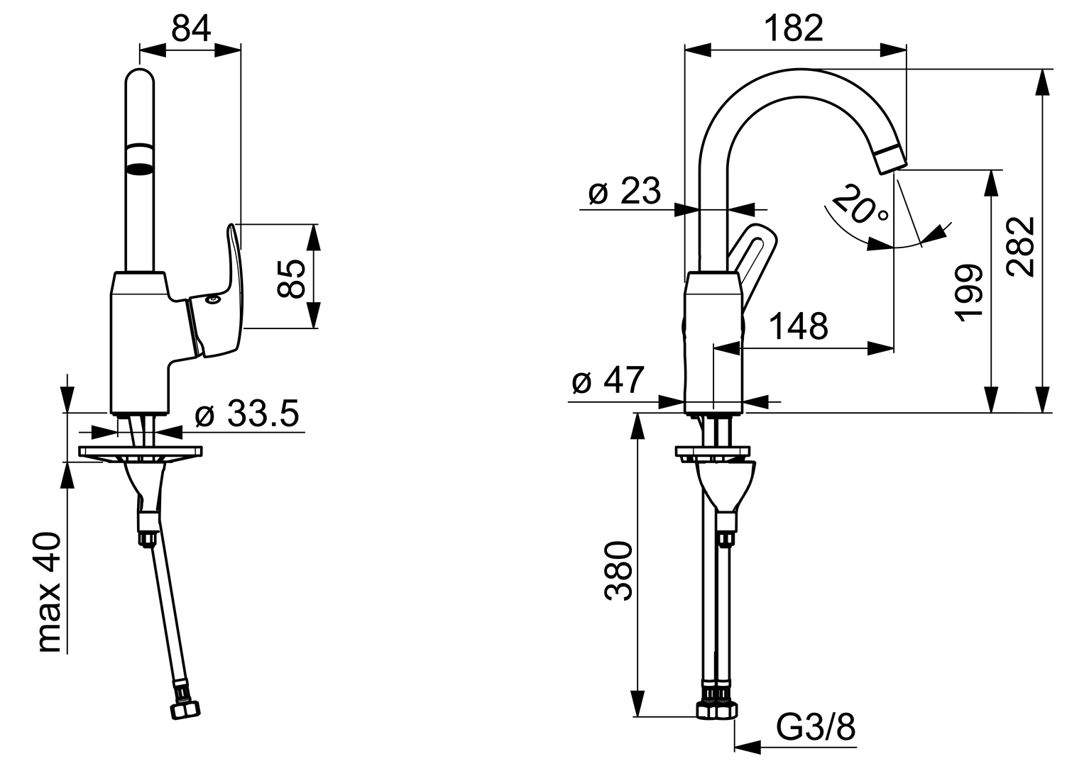 Oras Safira - Washbasin faucet 1007F