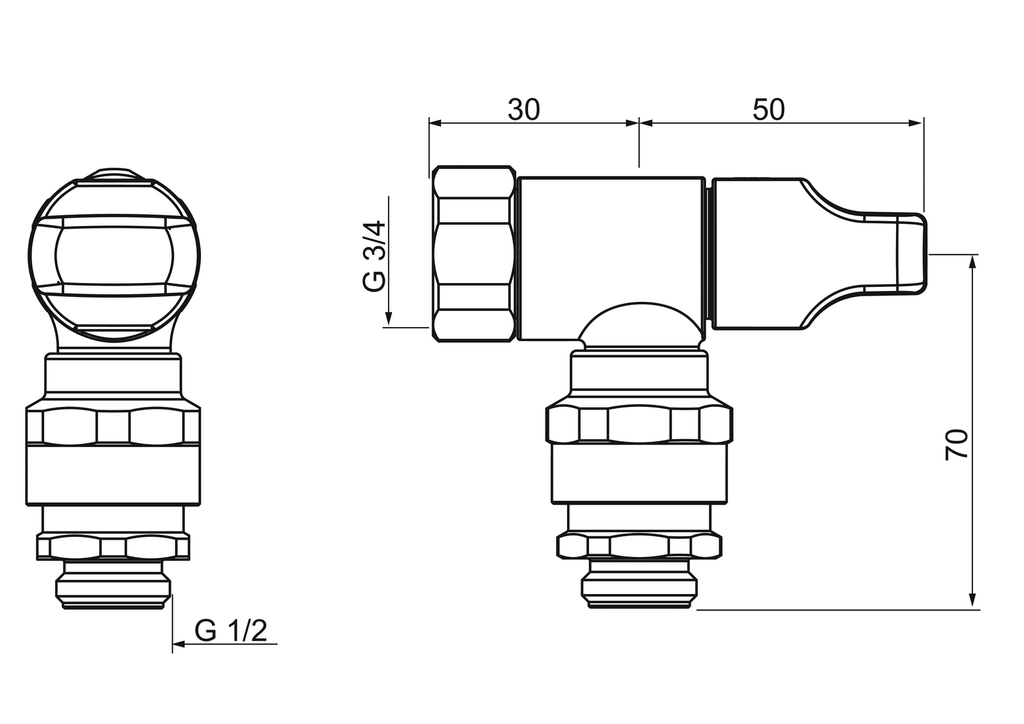 Oras - Washing machine valve, G3/4xG1/2 180