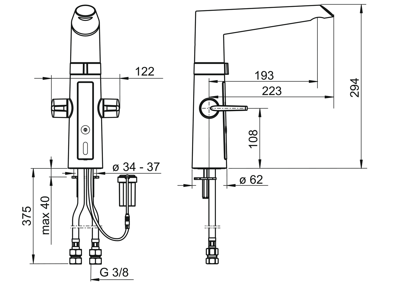 Oras Optima Hybrid - Kitchen faucet, 3 V