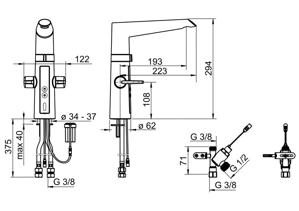 Oras Optima Hybrid - Kitchen faucet with dishwasher valve, 3 V