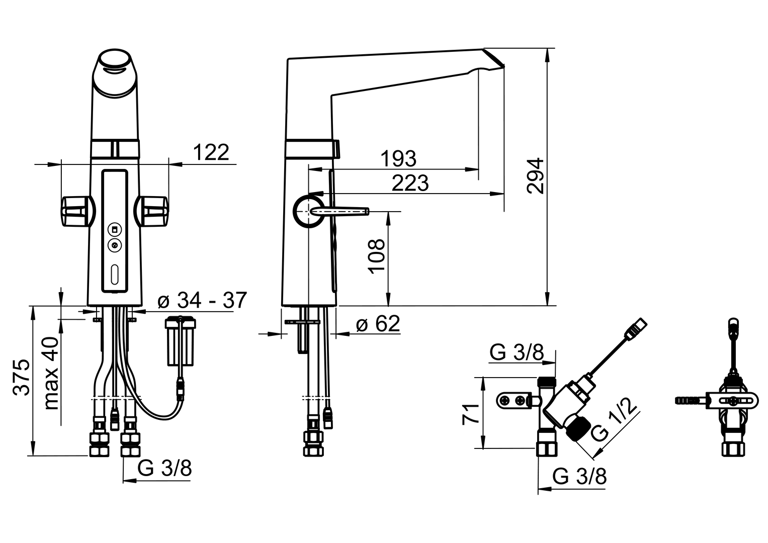 Oras Optima Hybrid - Kitchen faucet with dishwasher valve, 3 V