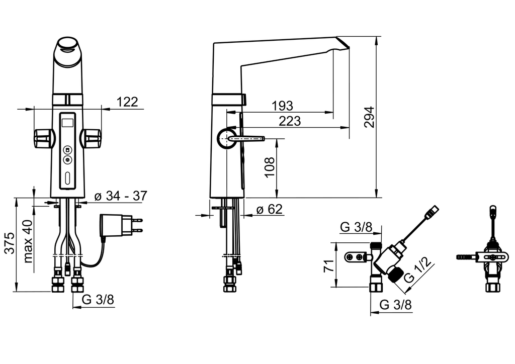 Oras Optima Hybrid - Kitchen faucet with dishwasher valve, 230/5 V