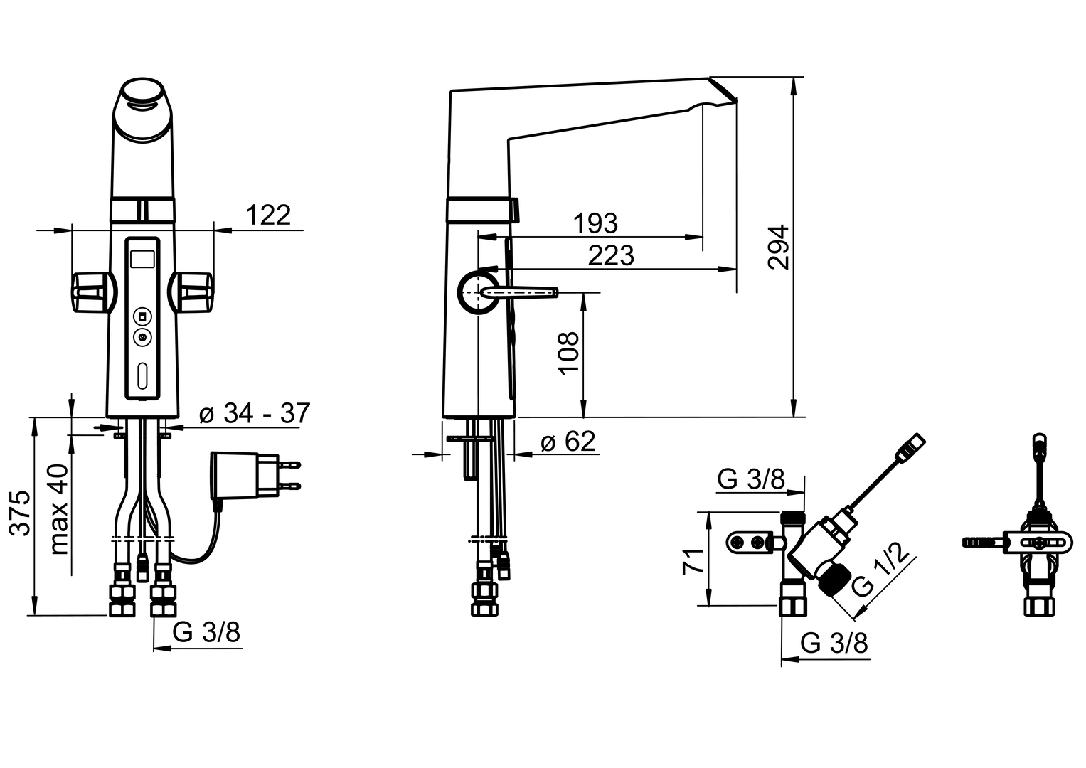 Oras Optima Hybrid - Kitchen faucet with dishwasher valve, 230/5 V