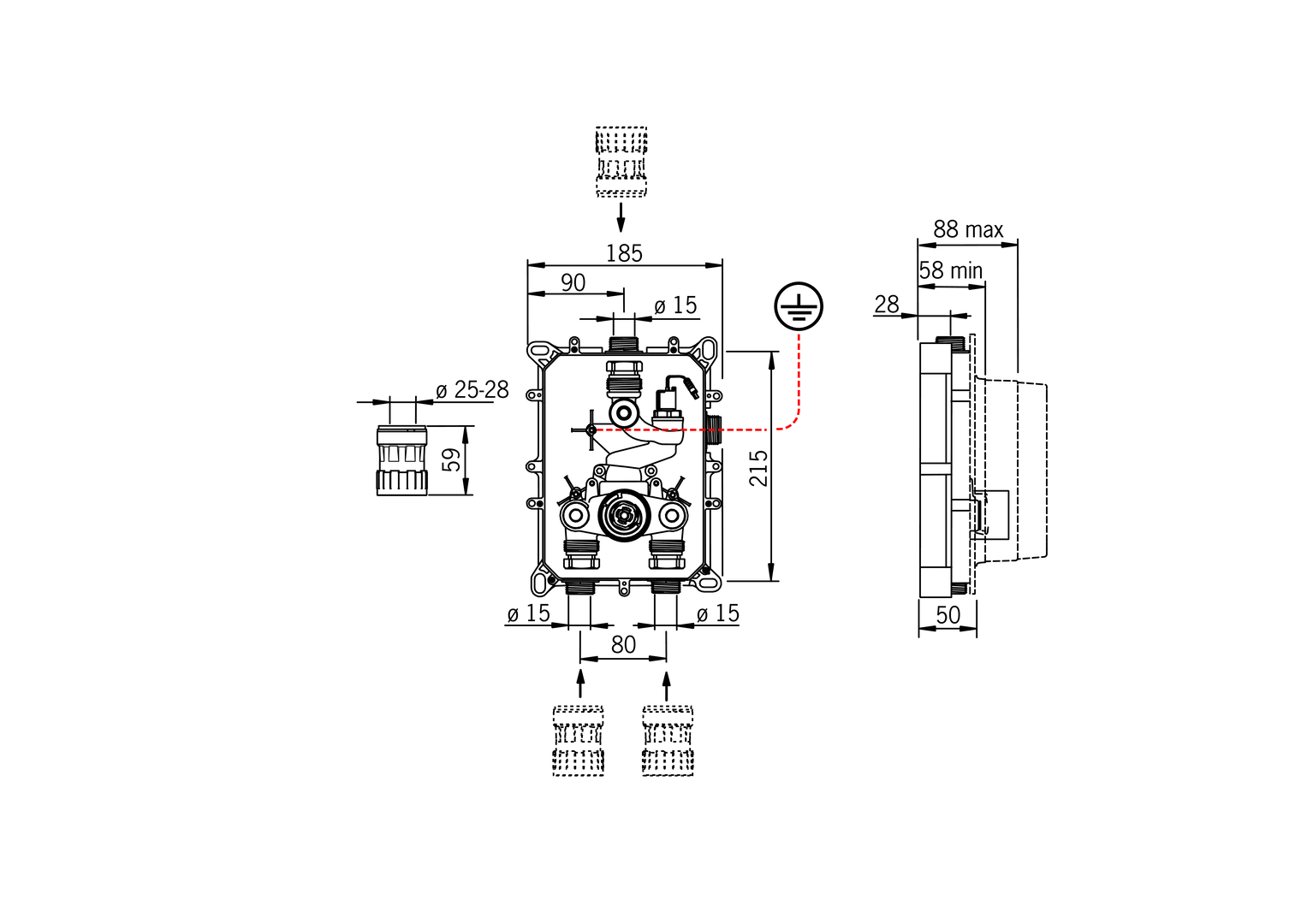 Oras Electra - Body for washbasin or shower faucet