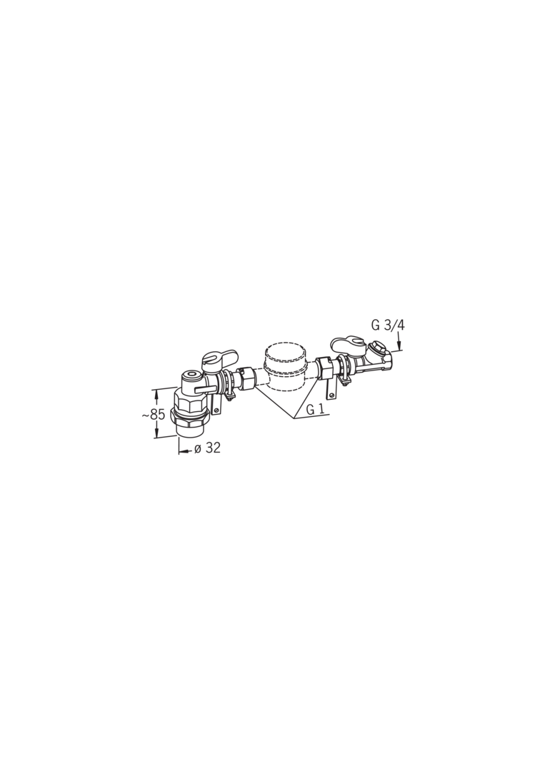 Oras - Water meter valve pair, DN25/Du32