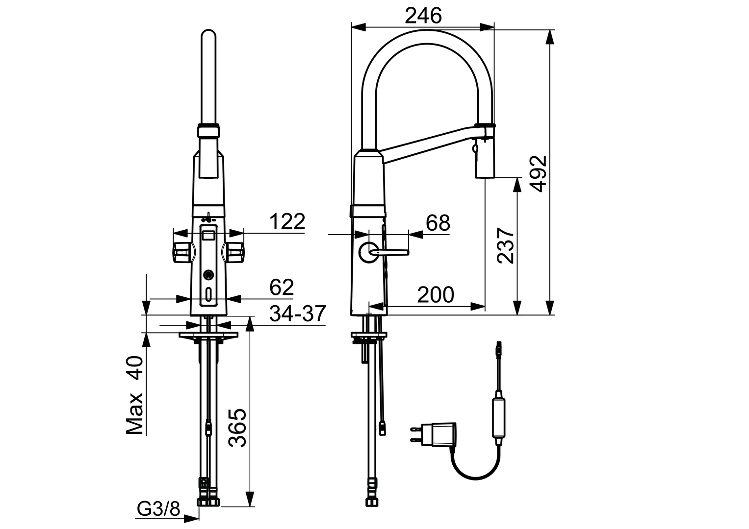 Oras Optima SemiPro - Kitchen faucet, 230/5 V