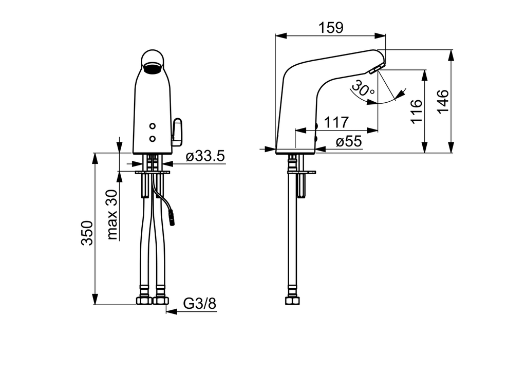 Oras Medipro Protec - Washbasin faucet, 9/12 V, Bluetooth