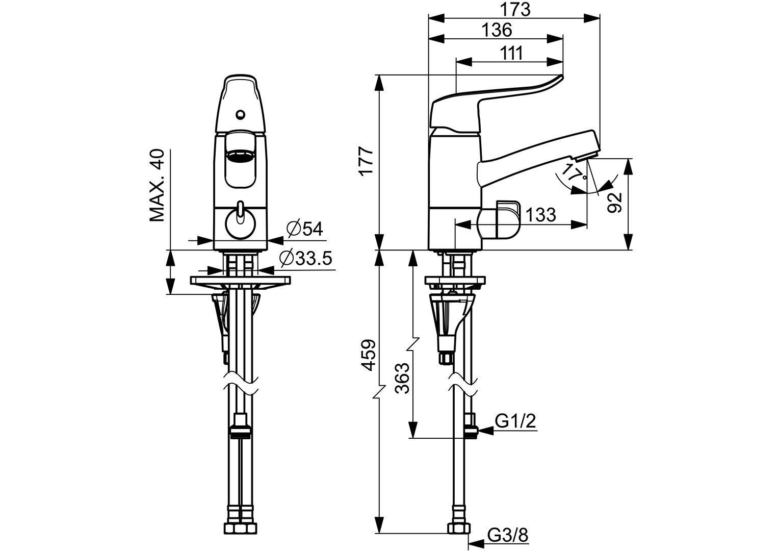 Oras Care - Washbasin faucet with washing machine valve
