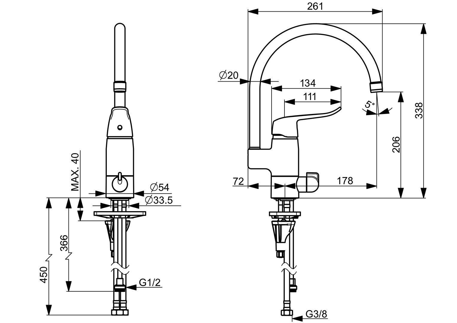 Oras Care - Kitchen faucet with dishwasher valve 5739F