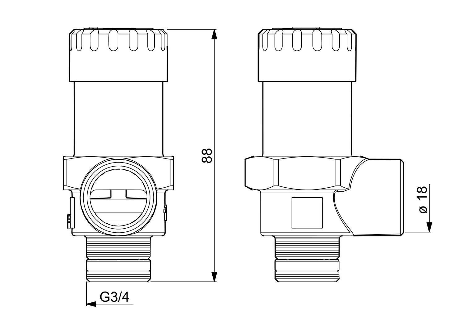 Oras - Safety valve, DN20, 2.5bar