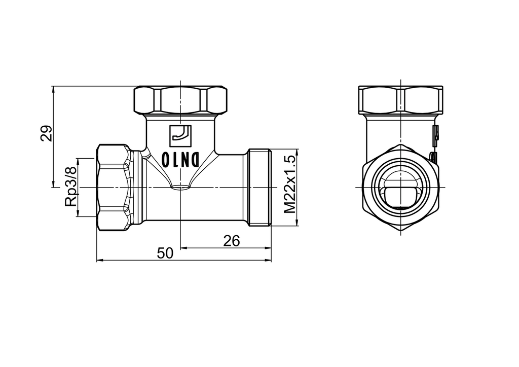 Oras Stabila Pro - Shut-off connector, DN10, L=50