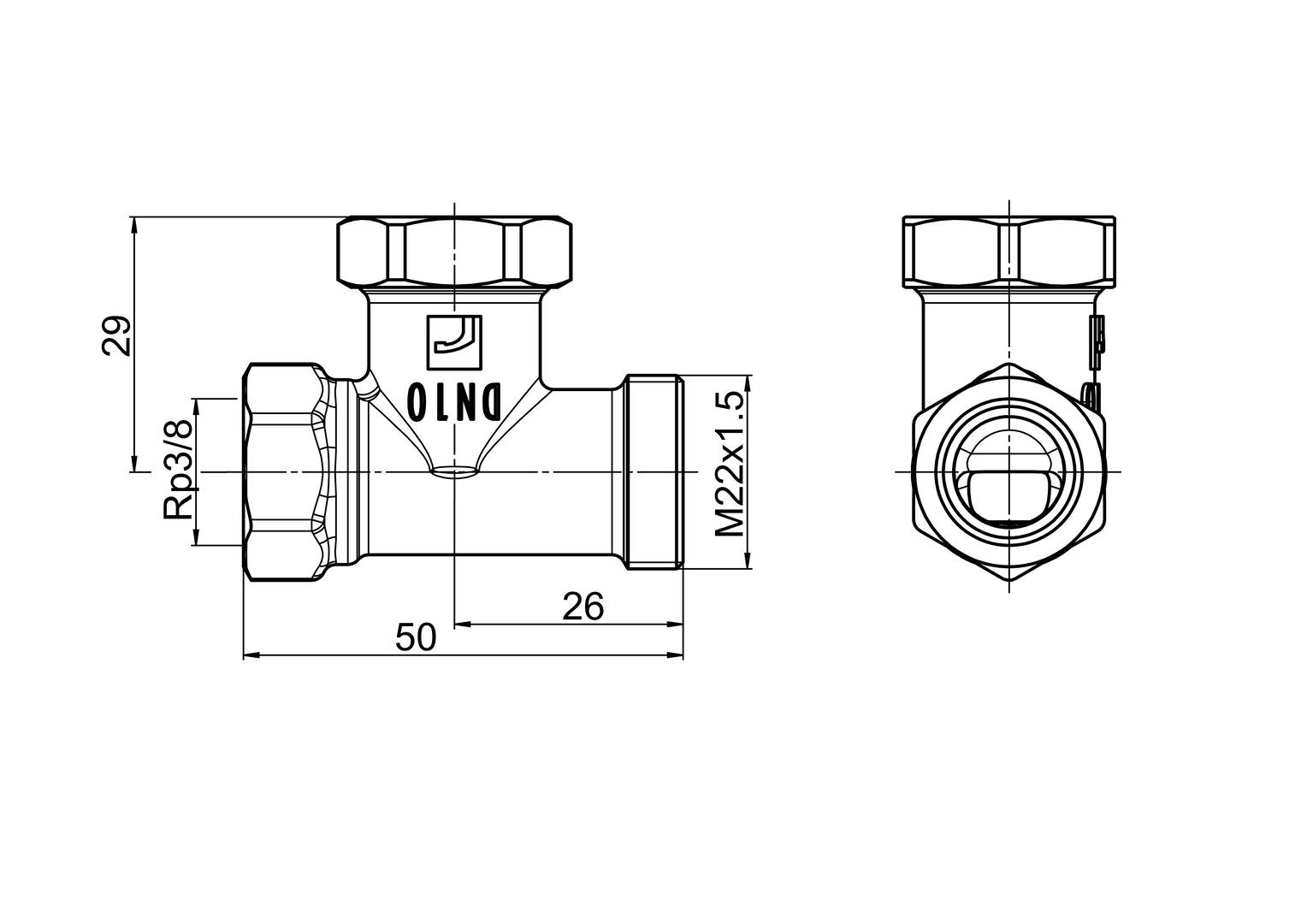 Oras Stabila Pro - Shut-off connector, DN10, L=50
