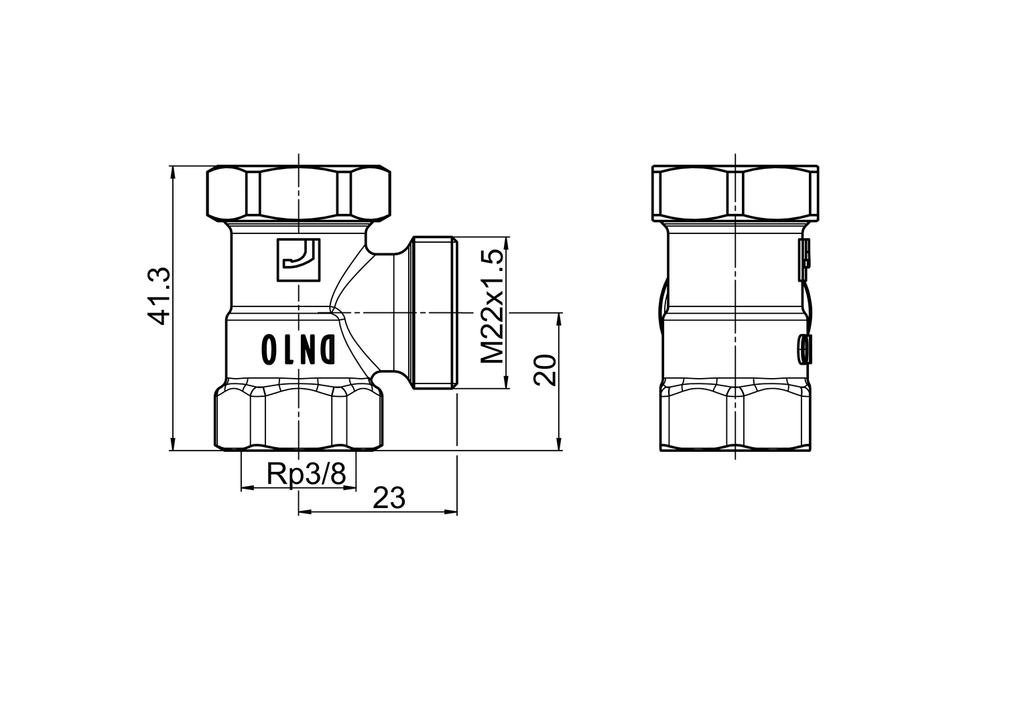Oras Stabila Pro - Shut-off connector, DN10, L=23, H=20