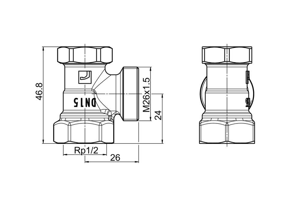Oras Stabila Pro - Shut-off connector, DN15, L=26, H=24