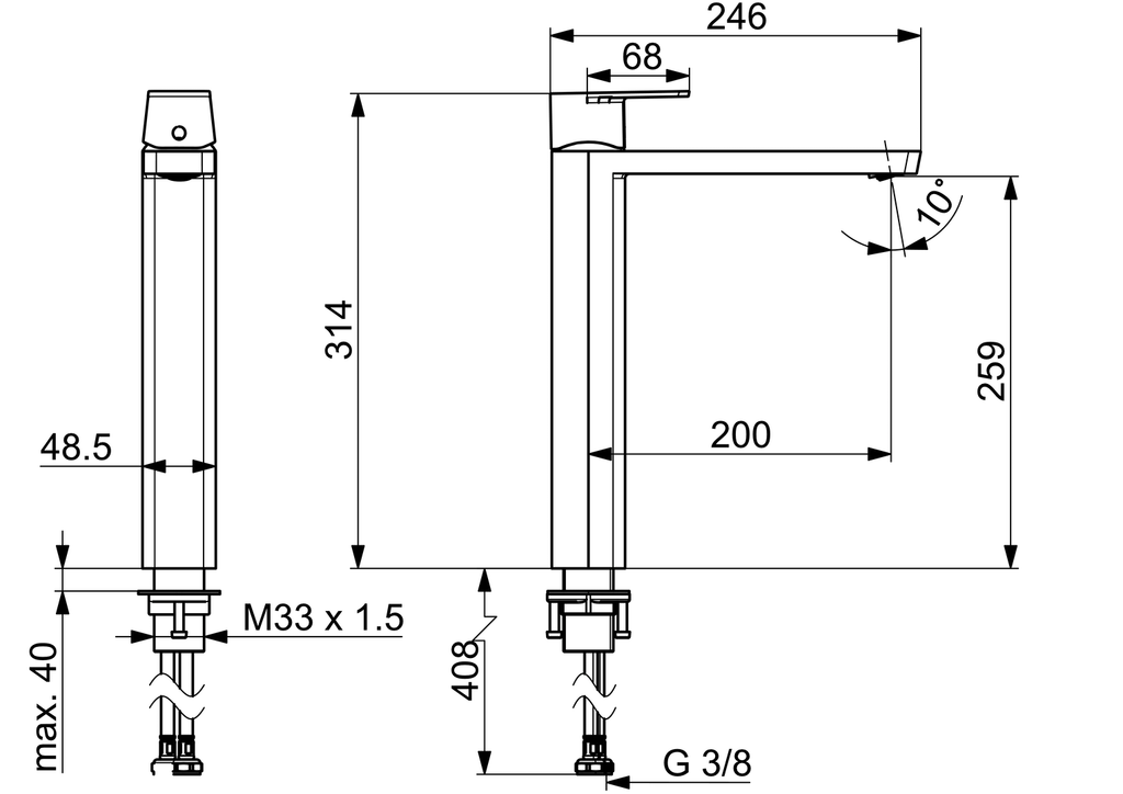 Oras Stela - High washbasin faucet 4801F