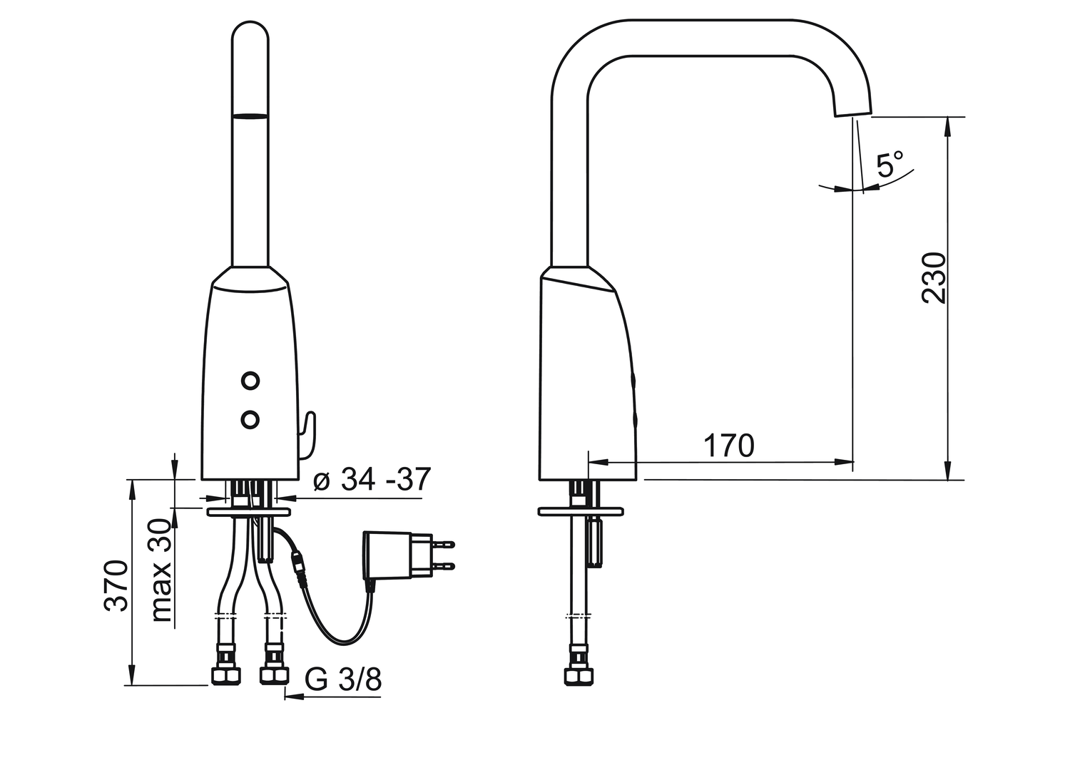 Oras Electra - Washbasin faucet, 9/12 V, Bluetooth 6335FTZ
