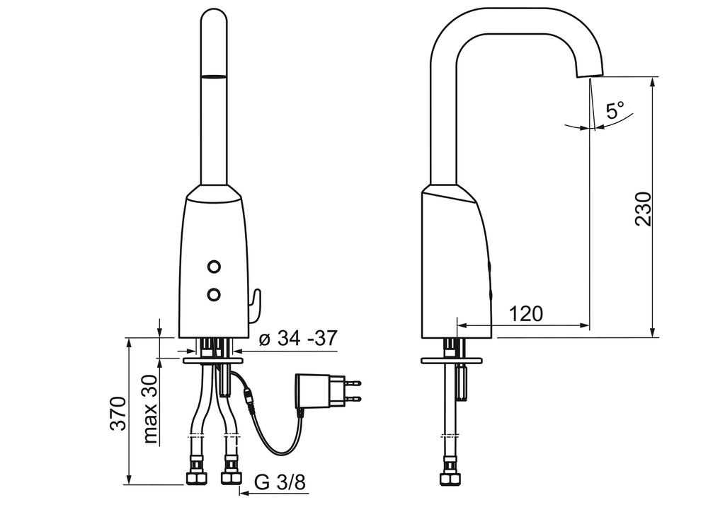 Oras Electra - Washbasin faucet, 9/12 V, Bluetooth 6334ftz