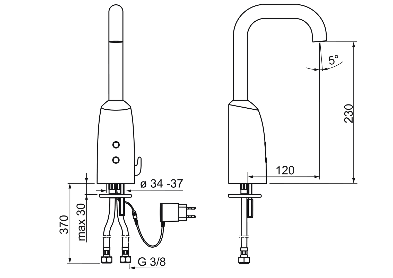 Oras Electra - Washbasin faucet, 9/12 V, Bluetooth 6334ftz