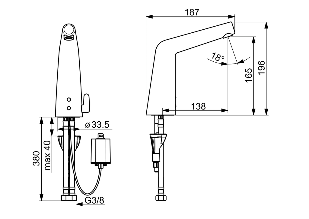 Oras Inspera - Washbasin faucet, 6 V, Bluetooth