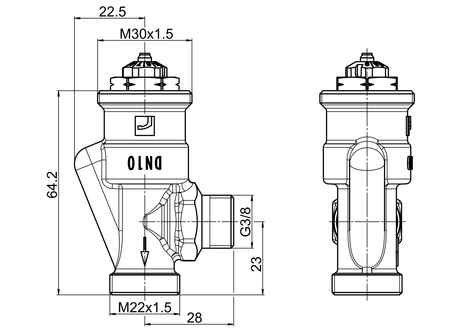 Oras Stabila Pro - Radiator valve body, DN10, L=23 443112D