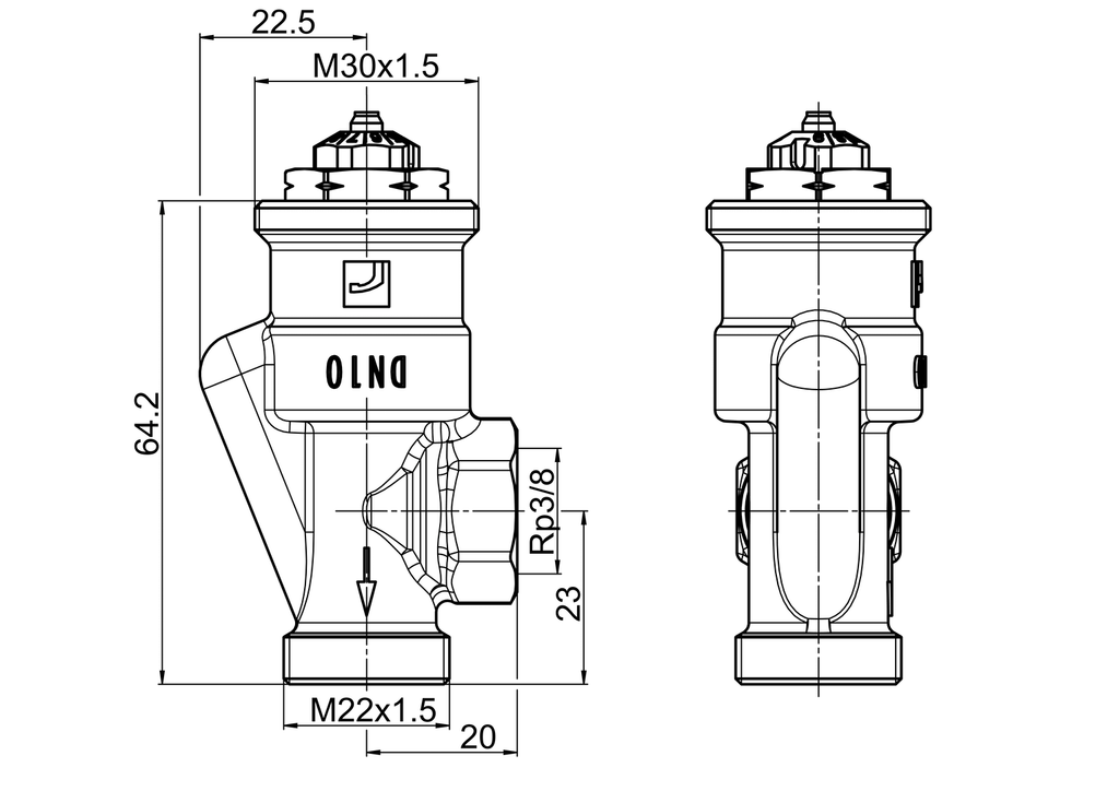 Oras Stabila Pro - Radiator valve body, DN10, L=23, H=20 443111