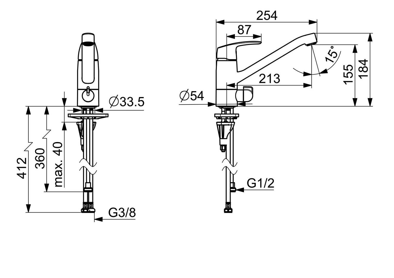 Oras Safira - Kitchen faucet with dishwasher valve 1035FS