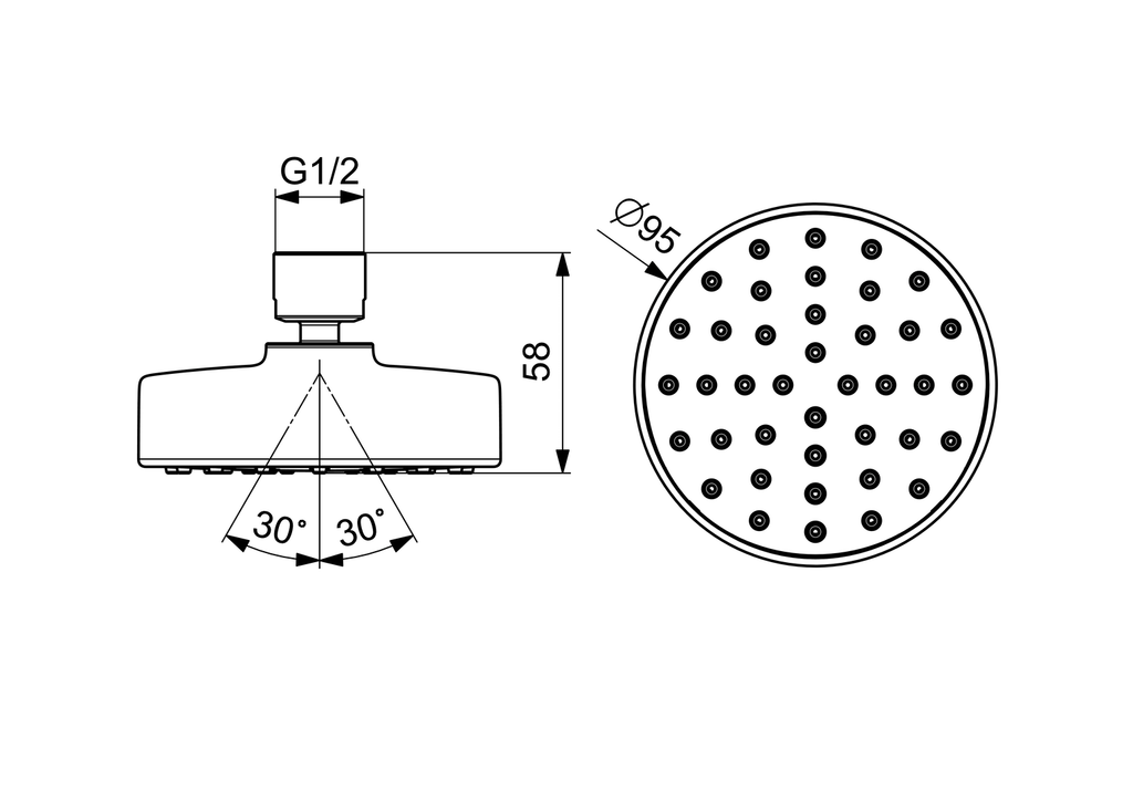 Oras Medipro - Overhead shower, d 95 mm