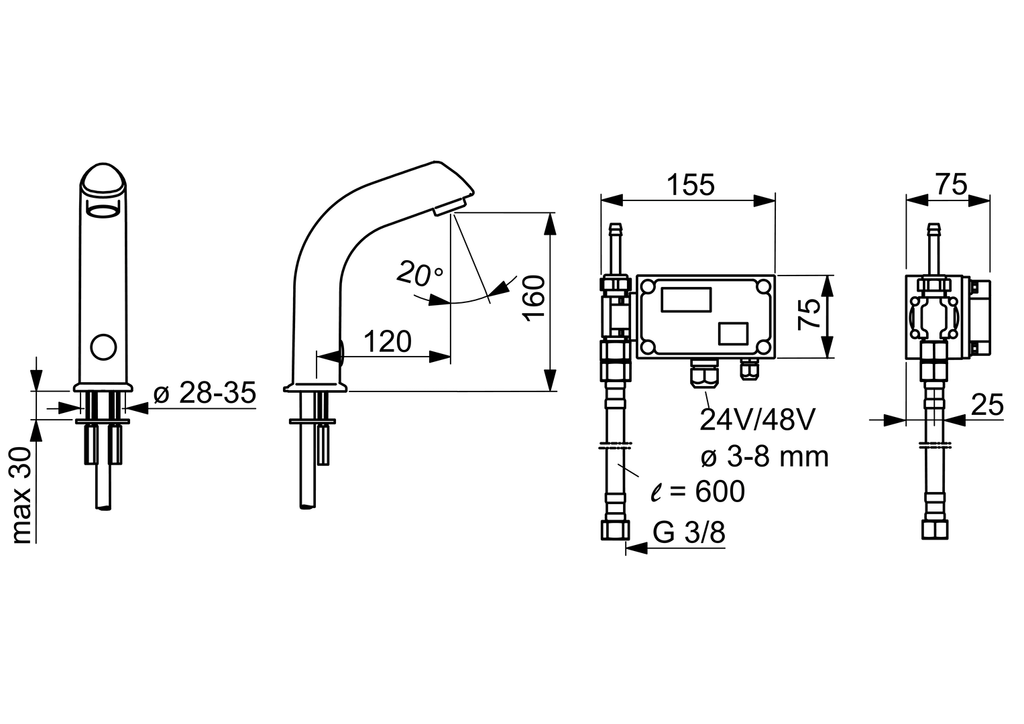 Oras Electra - Washbasin faucet, 24/48 V, Bluetooth 6100Z