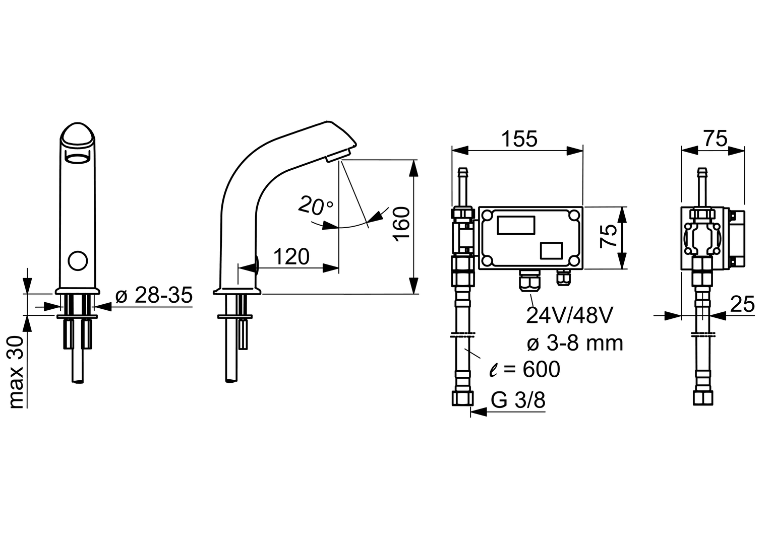 Oras Electra - Washbasin faucet, 24/48 V, Bluetooth 6100Z