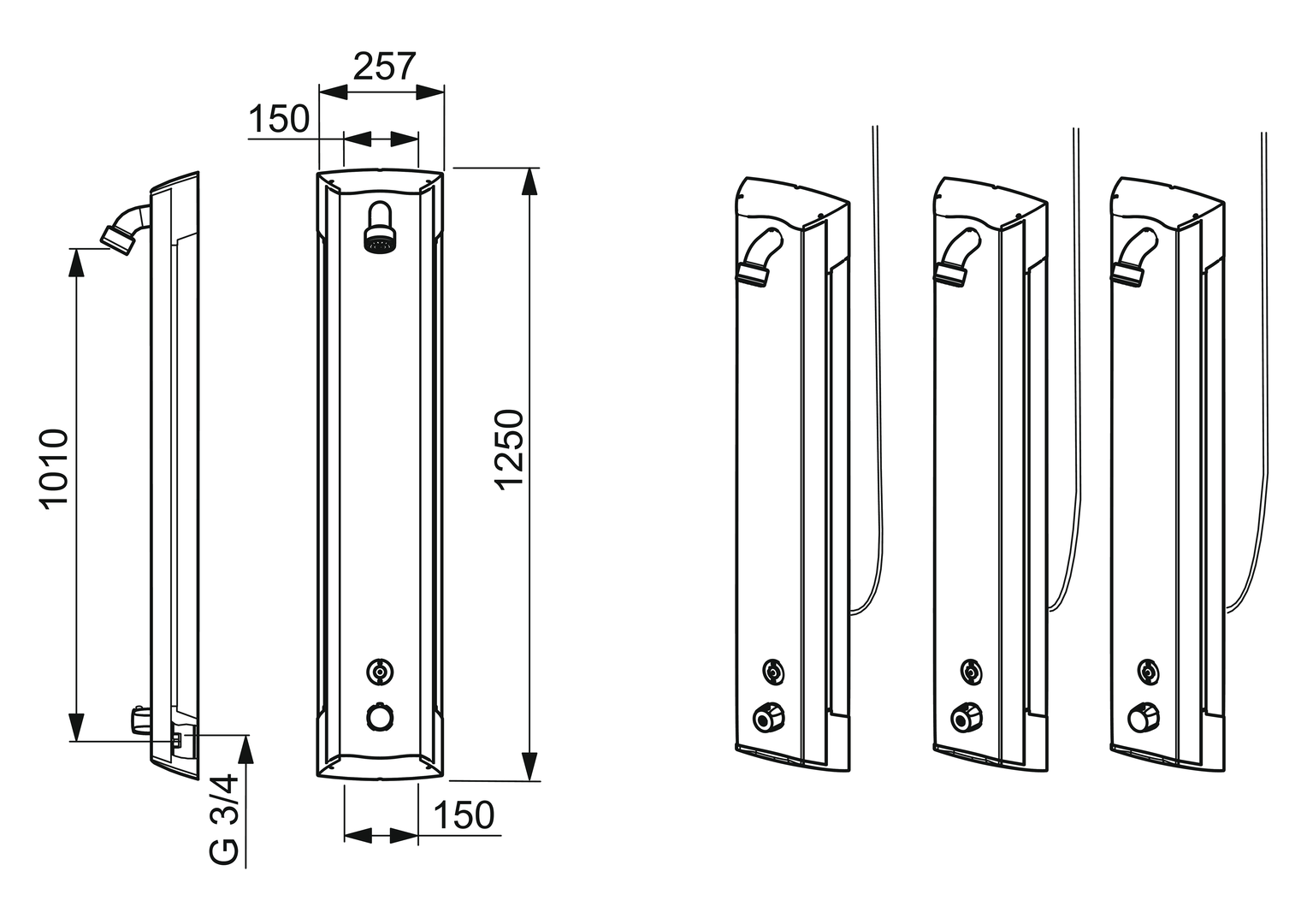 Oras Electra - Shower panel, 9 V, Bluetooth
