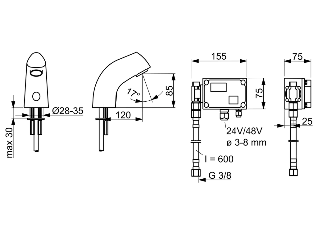 Oras Electra - Washbasin faucet, 24/48 V, Bluetooth 6110Z
