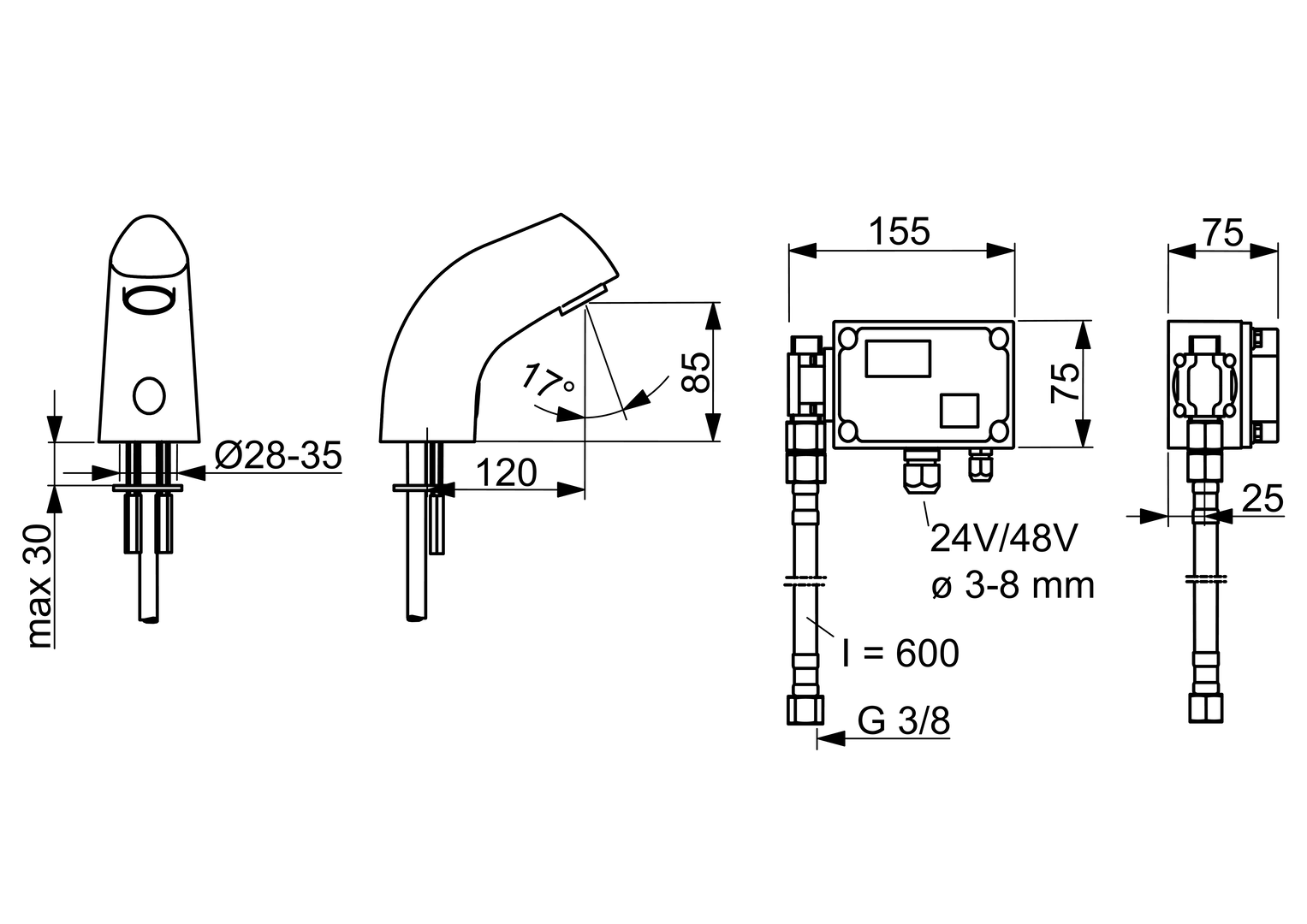 Oras Electra - Washbasin faucet, 24/48 V, Bluetooth 6110Z
