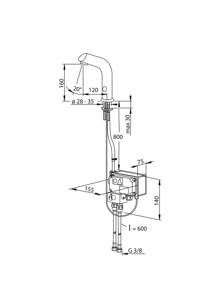 Oras Electra - Washbasin faucet, 24/48 V, Bluetooth 6104Z
