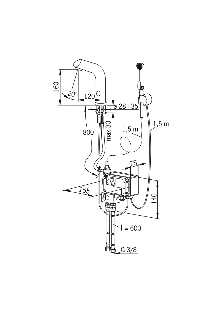 Oras Electra - Washbasin faucet, 24/48 V, Bluetooth 6105Z