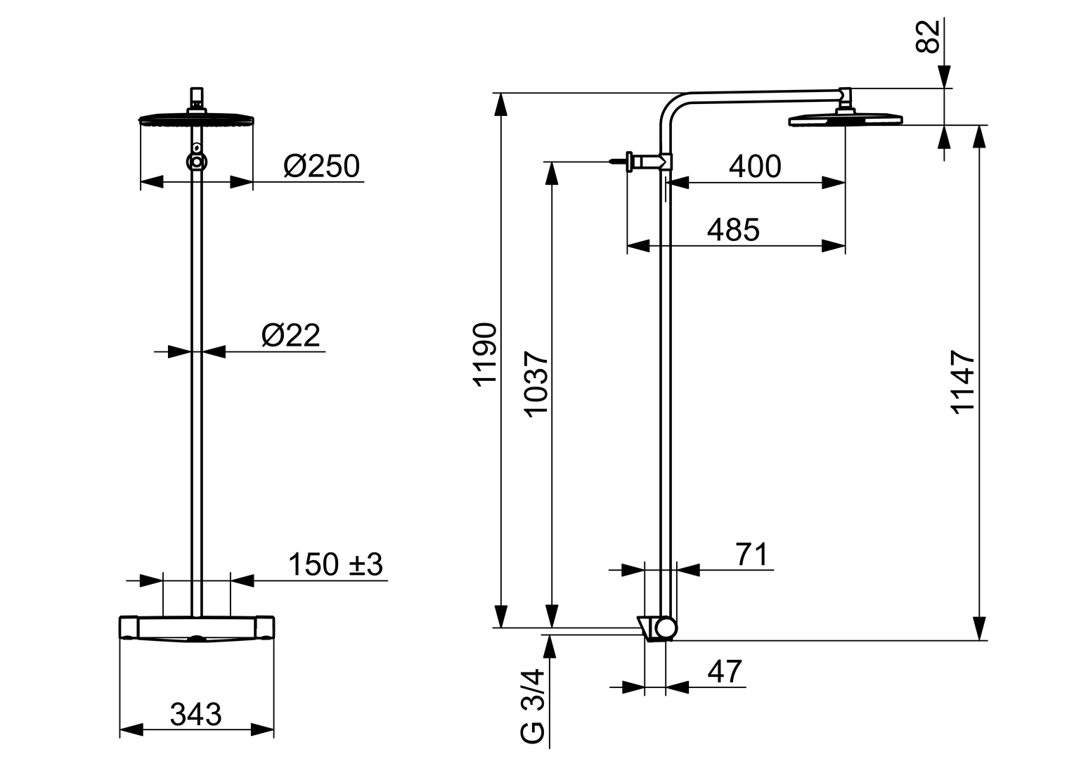 Oras Optima Style - Shower system 7191N