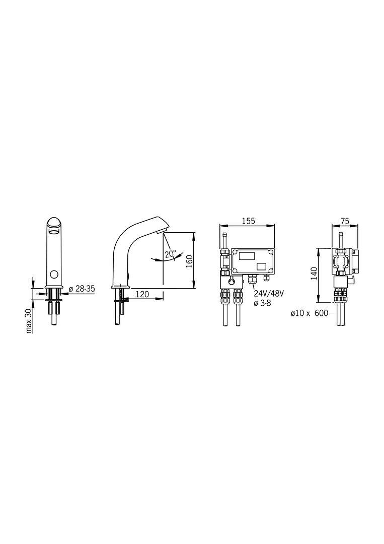 Oras Electra - Washbasin faucet, 24/48 V, Bluetooth 6204Z