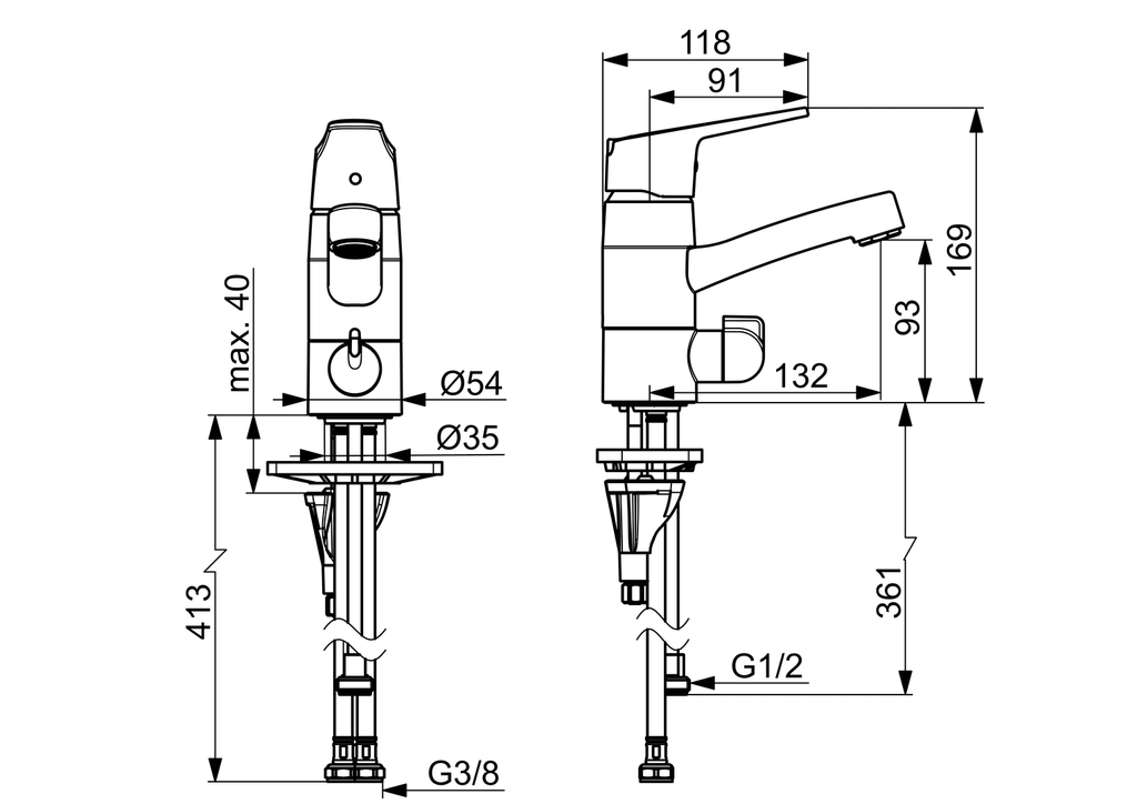 Oras Vega - Washbasin faucet with washing machine valve 1813FG