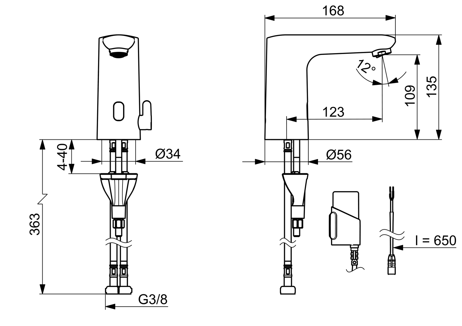 Oras Electra Safety - Washbasin faucet, 3 V, Bluetooth 9260FZ