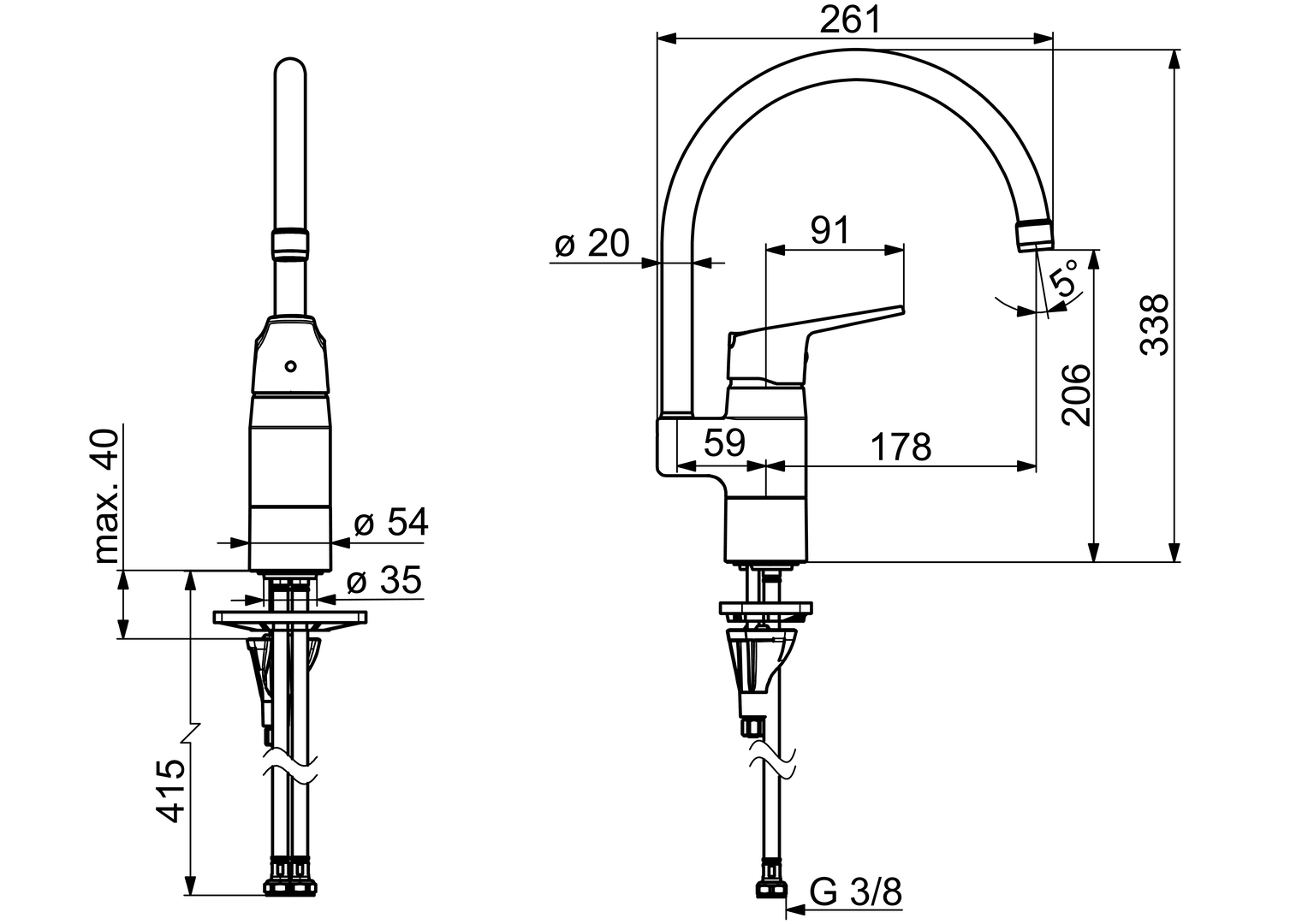 Oras Vega - Kitchen faucet 1838fg