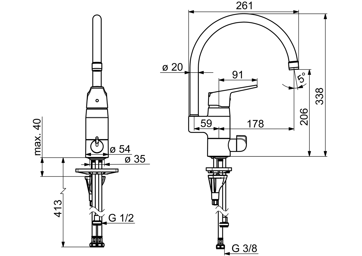 Oras Vega - Kitchen faucet with dishwasher valve 1839fg
